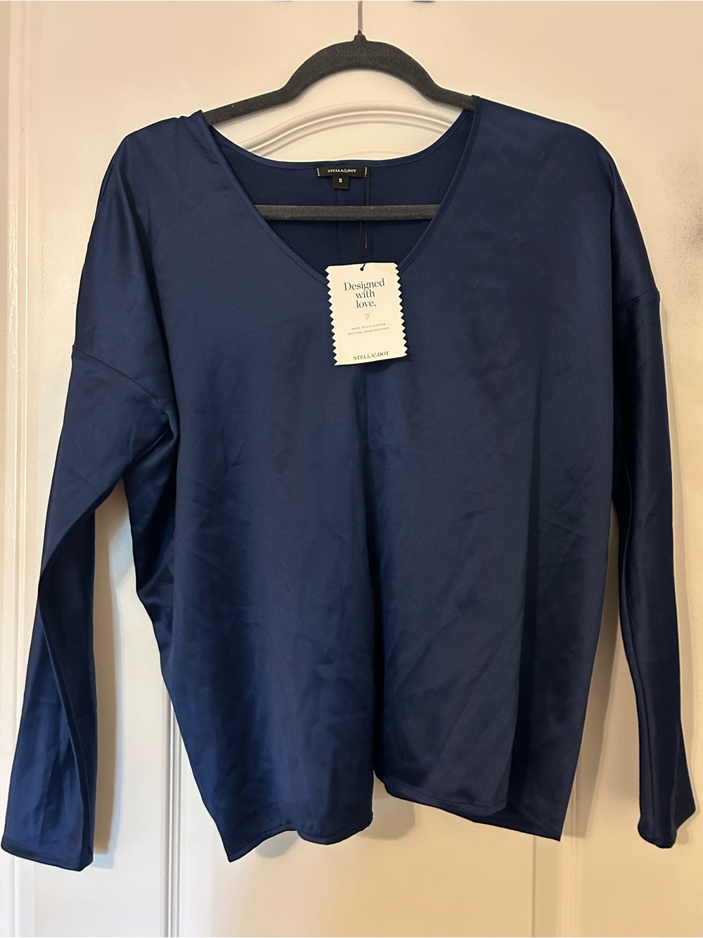 Stella & Dot Navy V-Neck Long Sleeve Top